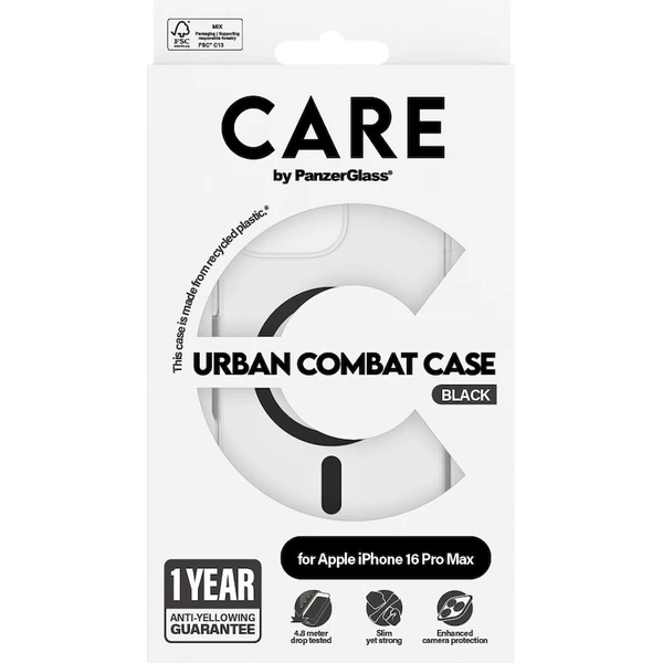 PanzerGlass® CARE kryt Apple iPhone 16 Pro Max MagSafe Urban Combat číry/čierny - Puzdra - Obrázok C708000P01