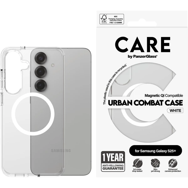 PanzerGlass® CARE kryt Samsung Galaxy S25+ Urban Combat číry/biely QI - Puzdra - Obrázok C8FC000J01