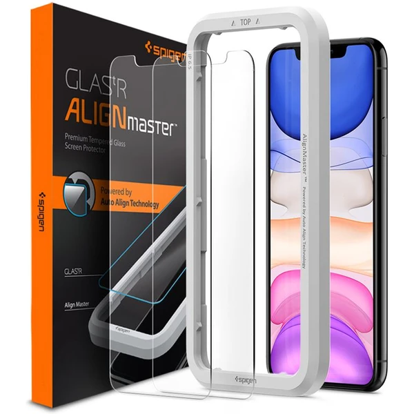 Spigen 2D tvrdené sklo Align Glas.tR Apple iPhone 11/XR (2 ks) - Ochranné fólie a sklo - Hlavný obrázok