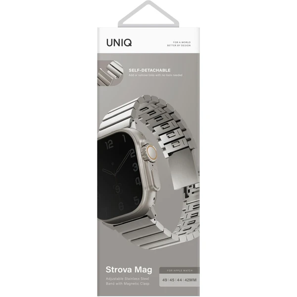 UNIQ Strova Mag oceľový remienok pre Apple Watch 49/46/45/44/42mm strieborný - Remienky - Obrázok C8O4000J01