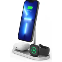 CubeNest S313 Pro 3v1 magnetická bezdrôtová nabíjačka strieborná - Nabíjačky