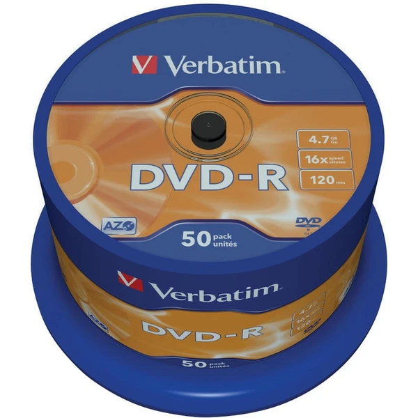 VERBATIM DVD-R(50 ks)Spindle/General Retail/16x/4.7GB - Optické disky - Hlavný obrázok