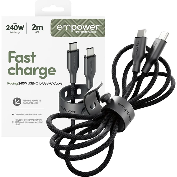 PanzerGlass USB-C/USB-C napájací kábel 240W 2m čierny - Káble a redukcie - Obrázok CA3J000K01