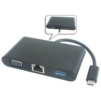 PremiumCord Prevodník USB-C 3.1 na VGA + Audio + USB3.0 + RJ45 + PD charge - Dokovacie stanice