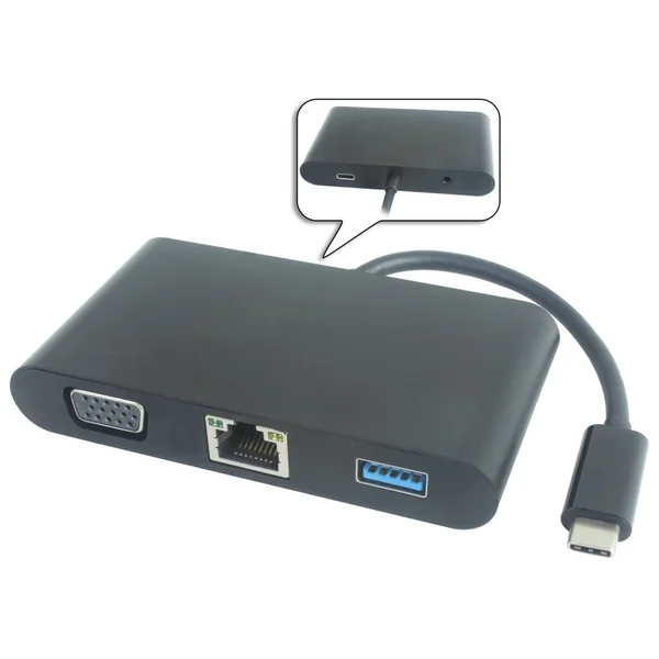 PremiumCord Prevodník USB-C 3.1 na VGA + Audio + USB3.0 + RJ45 + PD charge - Dokovacie stanice - Hlavný obrázok