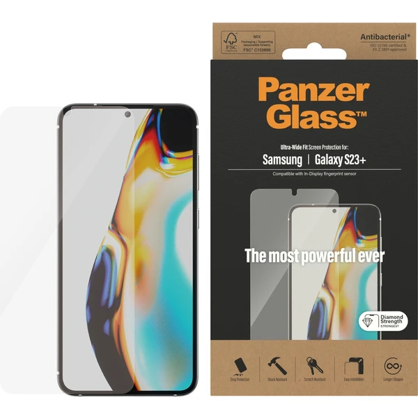 PanzerGlass™ Ultra-Wide Fit Samsung Galaxy S23+/S22+ (celolepené s funkčným odtlačkom prstov) - Ochranné fólie a sklo - Obrázok CAS1G00101