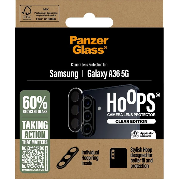 PanzerGlass® Hoops® Samsung Galaxy A36 5G číre ochranné krúžky pre šošovky fotoaparátu - Ochranné fólie a sklo - Obrázok CAUC000K01