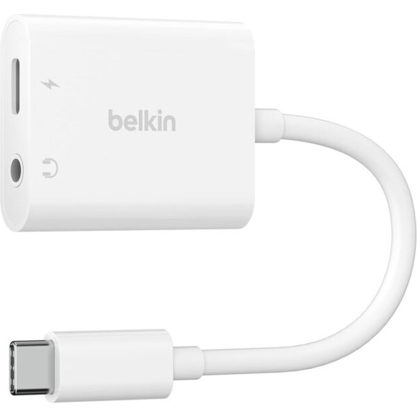 E-shop Belkin RockStar USB-C -> USB-C/3,5 mm 60W redukcia biela