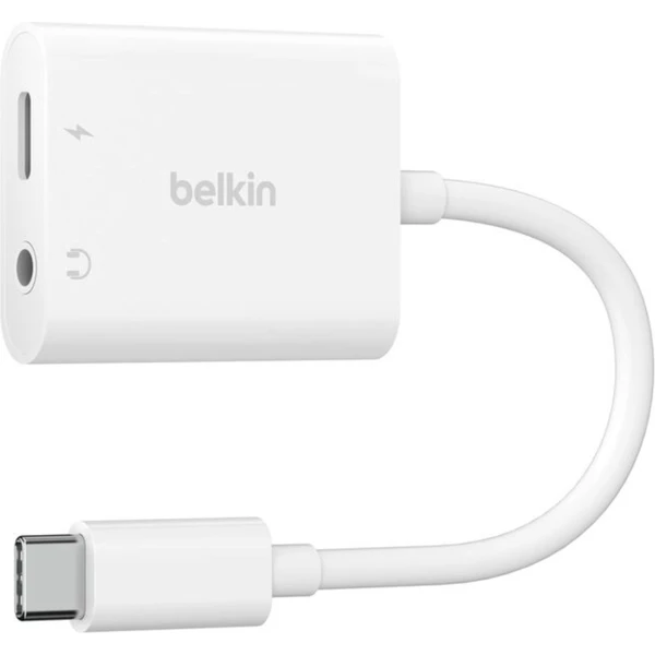 Belkin RockStar USB-C -> USB-C/3,5 mm 60W redukcia biela - Káble a redukcie - Hlavný obrázok