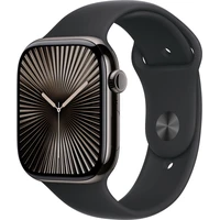 Apple Watch Series 10 Cellular 42mm Bridlicovo šedý titán s čiernym športovým remienkom S/M - Inteligentné hodinky