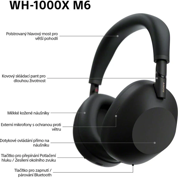 Sony WH-1000XM6 bezdrôtové slúchadlá čierne - Slúchadlá - Obrázok CD8L000K01