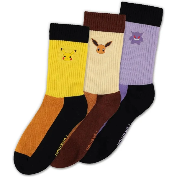 Ponožky Pokémon - Pikachu, Eevee, Gengar 43/46 (3 páry) - Ponožky - Hlavný obrázok