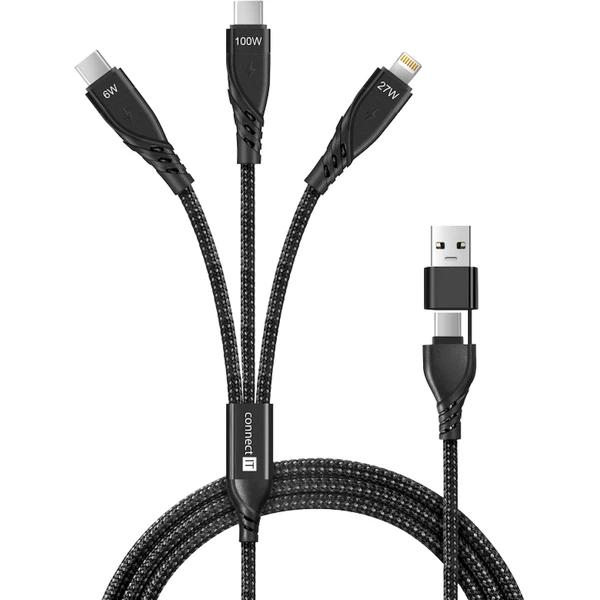 CONNECT IT Wirez 6v1 napájací kábel 100W 1,25m čierny - Káble a redukcie - Hlavný obrázok