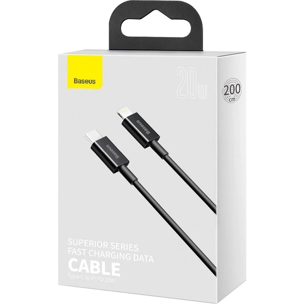 Baseus Superior USB-C/Lightning napájací kábel 20W 2m čierny - Káble a redukcie - Obrázok CGF9700301