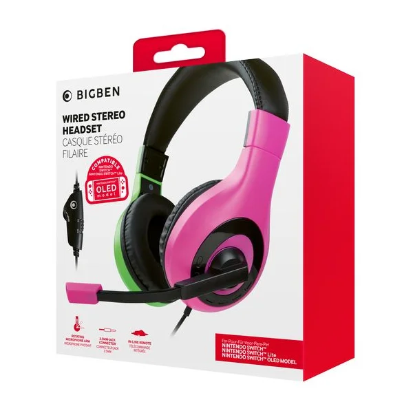 Headset Bigben Wired Stereo Pink + Green (Switch) - Slúchadlá - Obrázok CGQMF00101