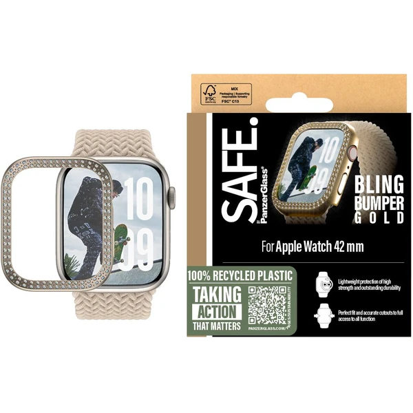 PanzerGlass® SAFE Apple Watch 10/11 (42mm) bumper trblietavo zlatý rámček - Puzdra - Obrázok CHWA000L01
