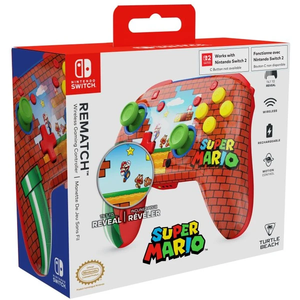 Turtle Beach bezdrôtový herný ovládač Rematch Reveal Mario Bricks (Switch 2) - Herné ovládače - Obrázok CIQH000K01