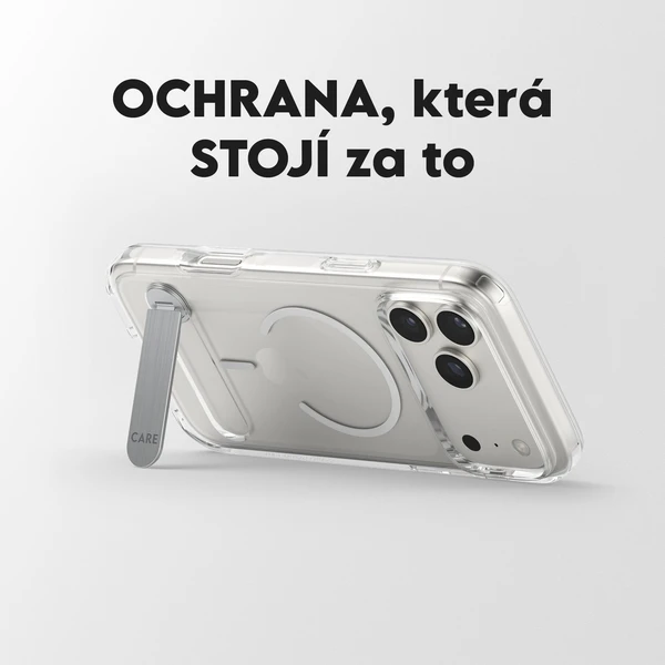PanzerGlass® CARE Kickstand kryt s MagSafe Apple iPhone 17 Pro Max strieborný/biely - Puzdra - Obrázok CJDH000K01