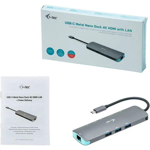 i-tec USB-C Metal Nano Docking Station 4K HDMI LAN + Power Del - Dokovacie stanice - Obrázok CMPN200401