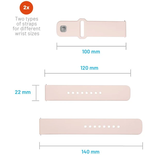 Set silikónových remienkov FIXED Silicone Sporty Strap s Quick Release 22mm pre smartwatch, ružový - Remienky - Obrázok CNM2000O01