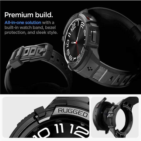 Spigen Rugged Armor Pre púzdro Samsung Galaxy Watch6 Classic 47mm čierne - Puzdra - Obrázok COV3000N01