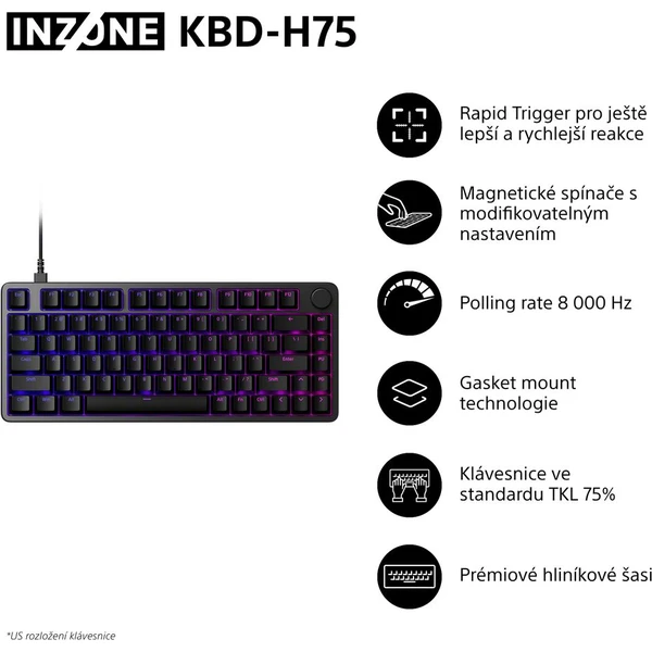 Sony INZONE KBD-H75 herná klávesnica - Klávesnice - Obrázok CPBH000K01