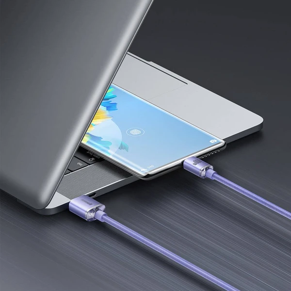 Baseus CAJY000405 Crystal Shine Series Dátový Kábel USB - USB-C 100W 1,2m Purple - Káble - Obrázok CPRL100501