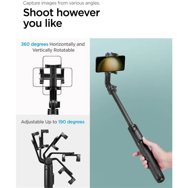 Spigen Tripod Selfie Stick (longer version) čierny - Držiaky - Obrázok CQA1000P01