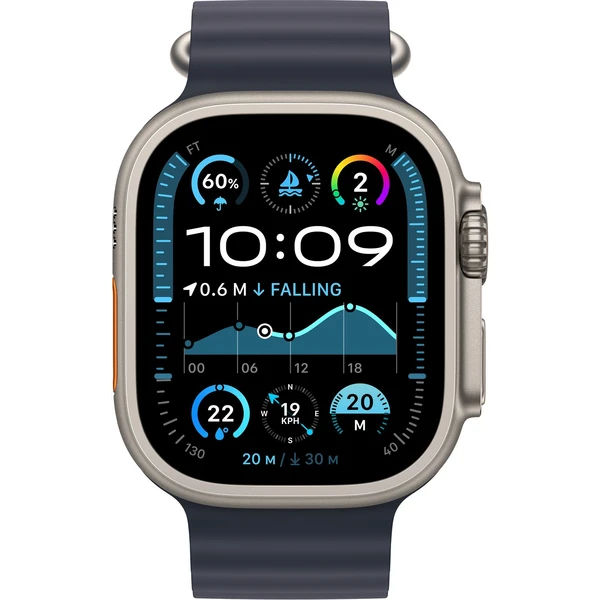 Apple Watch Ultra 2 (2024) 49mm Prírodný titán s námornícky modrým oceánskym remienkom - Inteligentné hodinky - Obrázok CRQ7000K01