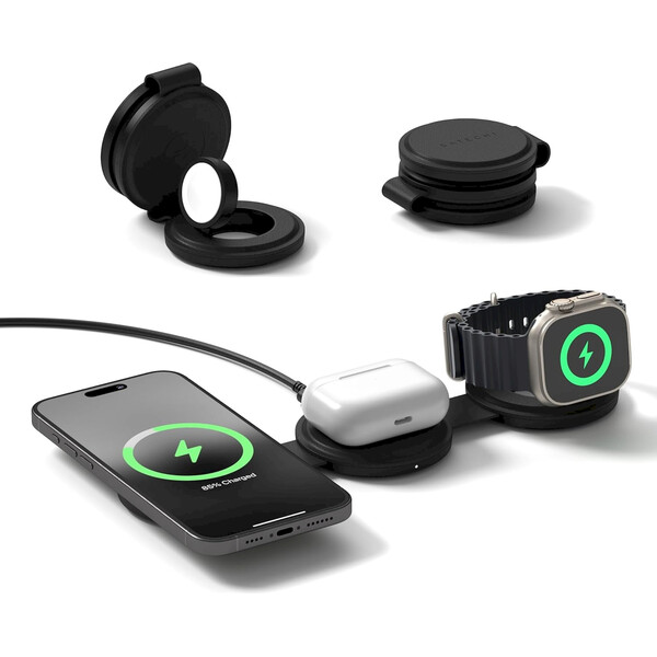 Satechi OntheGo 3v1 bezdrôtová nabíjačka čierna