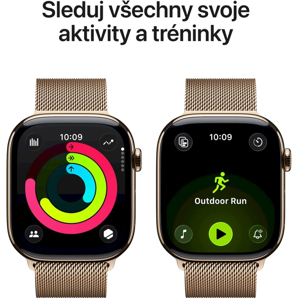 Apple Watch Series 11 Cellular (42mm) Zlatý titán so zlatým milánskym ťahom - Inteligentné hodinky - Obrázok CYRH000K01
