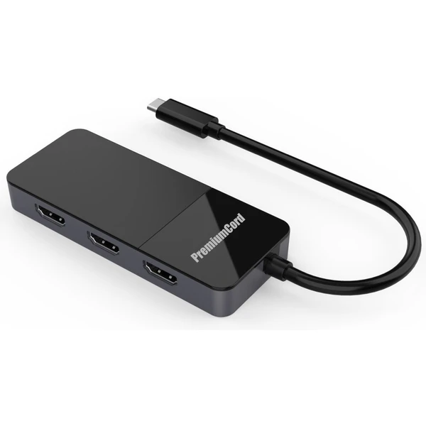 PremiumCord USB-C/3x HDMI 2.0 redukcia čierna - Káble a redukcie - Hlavný obrázok