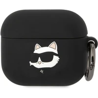 Karl Lagerfeld 3D Logo NFT Choupette Head Silikónové puzdro Airpods 3 čierne - Puzdra