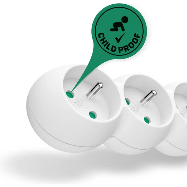 CONNECT IT predlžovací kábel 230 V 3 zásuvky s vypínačom 1,5m biely - Zásuvky - Obrázok D0QL000K01