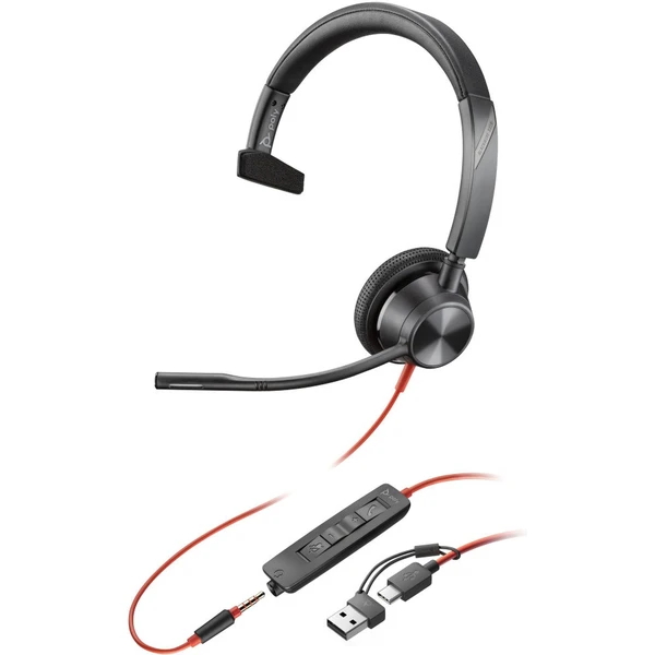 Poly Blackwire 3315 Headset + 3.5mm plug a USB-C/A adaptér - Slúchadlá - Hlavný obrázok