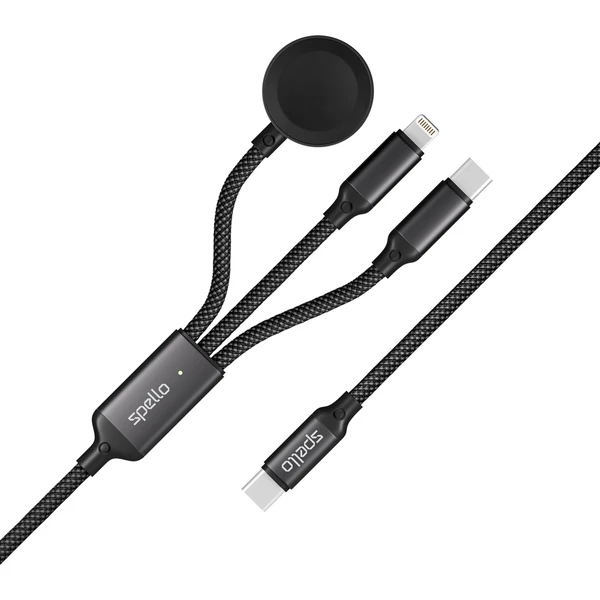Spello 3v1 100W kábel (USB-C, Lightning, Apple Watch) 1,2 m čierny - Káble a redukcie - Obrázok D1H3000J01