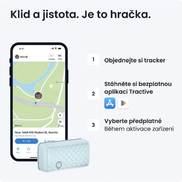 Tractive GPS CAT Mini tracker polohy a aktivity pre mačky mentolový - GPS Moduly - Obrázok D1L5000J01
