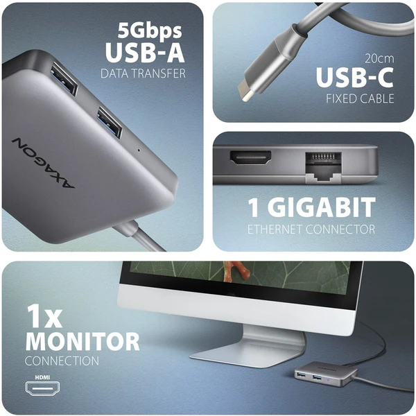 AXAGON HMC-5HL 5v1 USB-C húb - Dokovacie stanice - Obrázok D1W3000L01