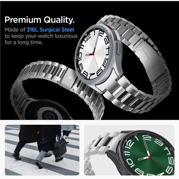 Spigen Modern Fit 316L Band remienok Samsung Galaxy Watch6 Classic 47mm strieborný - Remienky - Obrázok D1W3000N01