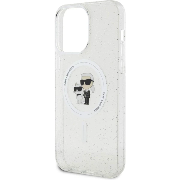 Karl Lagerfeld IML Glitter Karl a Choupette MagSafe kryt iPhone 15 Pre Max číry - Puzdra - Obrázok D1X4000701