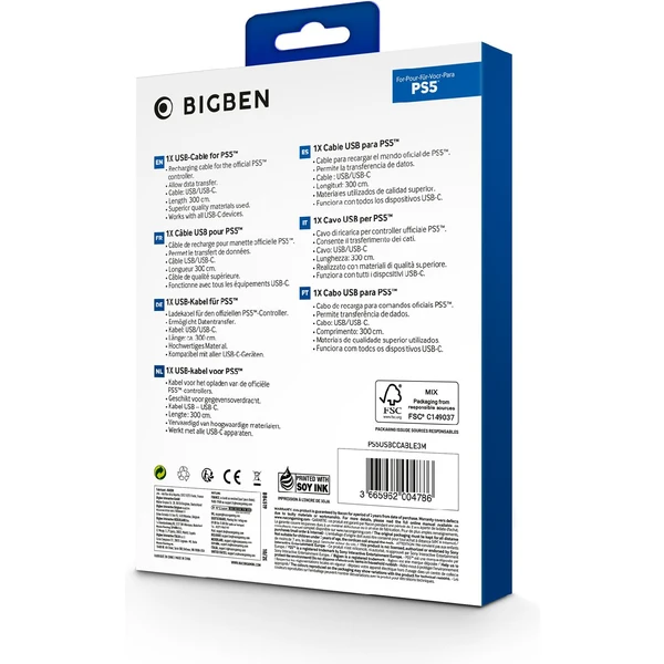 Bigben USB-C nabíjací kábel pre PS5 3m - Káble - Obrázok D20A000601