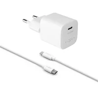 FIXED Mini nabíjačka s USB-C a USB-C/USB-C káblom, PD, 1 m, 20W, biely - Nabíjačky