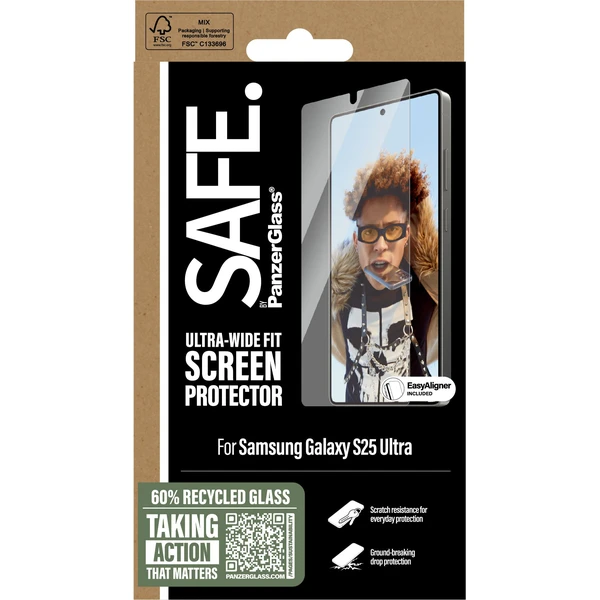PanzerGlass® SAFE Ultra-Wide Fit sklo Samsung Galaxy S25 Ultra s inštalačným rámčekom - Ochranné fólie a sklo - Obrázok D2FC000J01