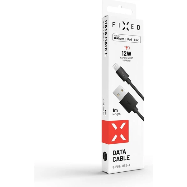 FIXED Rýchly nabíjací USB-A/Lightning napájací kábel 12W 1m čierny - Káble a redukcie - Obrázok D2L0000O01