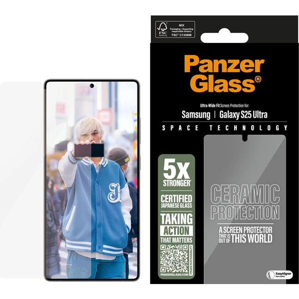 PanzerGlass® Ceramic sklo Samsung Galaxy S25 Ultra s inštalačným rámčekom - Ochranné fólie a sklo - Obrázok D2OB000P01