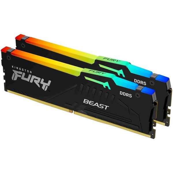 Kingston FURY Beast Black RGB DDR5 64GB 6000MHz CL30 DIMM (2x32GB) XMP