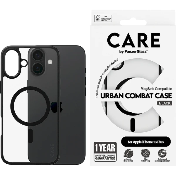 PanzerGlass® CARE kryt Apple iPhone 16 Plus MagSafe Urban Combat čierny/čierny - Puzdra - Obrázok D308000P01