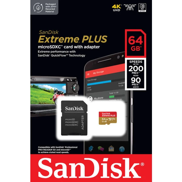 SanDisk Extreme Plus microSDXC 64GB + SD adaptér - Pamäťové karty - Obrázok D332000P01