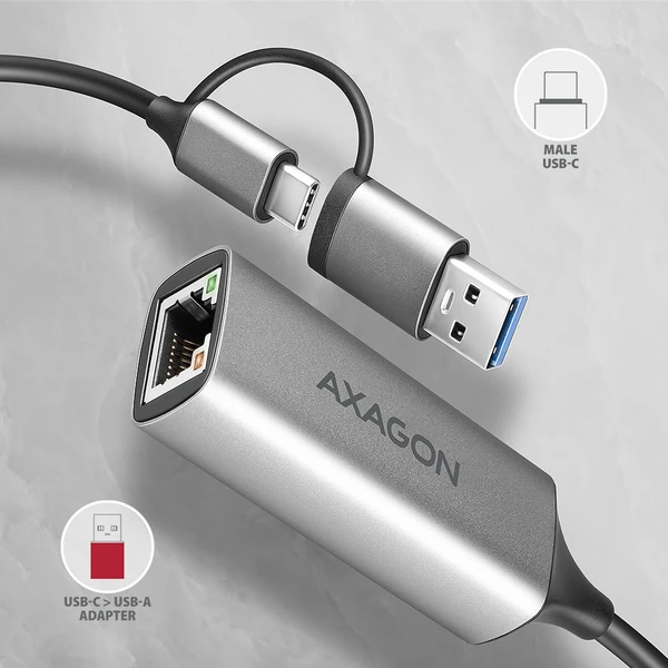 AXAGON ADE-TXCA USB Gigabit Ethernet sieťová karta - Sieťové karty - Obrázok D3P2000J01