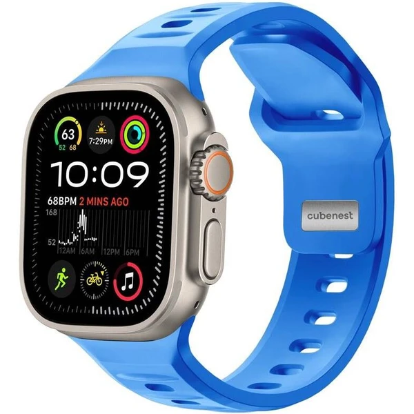 CubeNest Premium Silicon Band remienok Apple Watch 42-49 mm modrý - Remienky - Hlavný obrázok